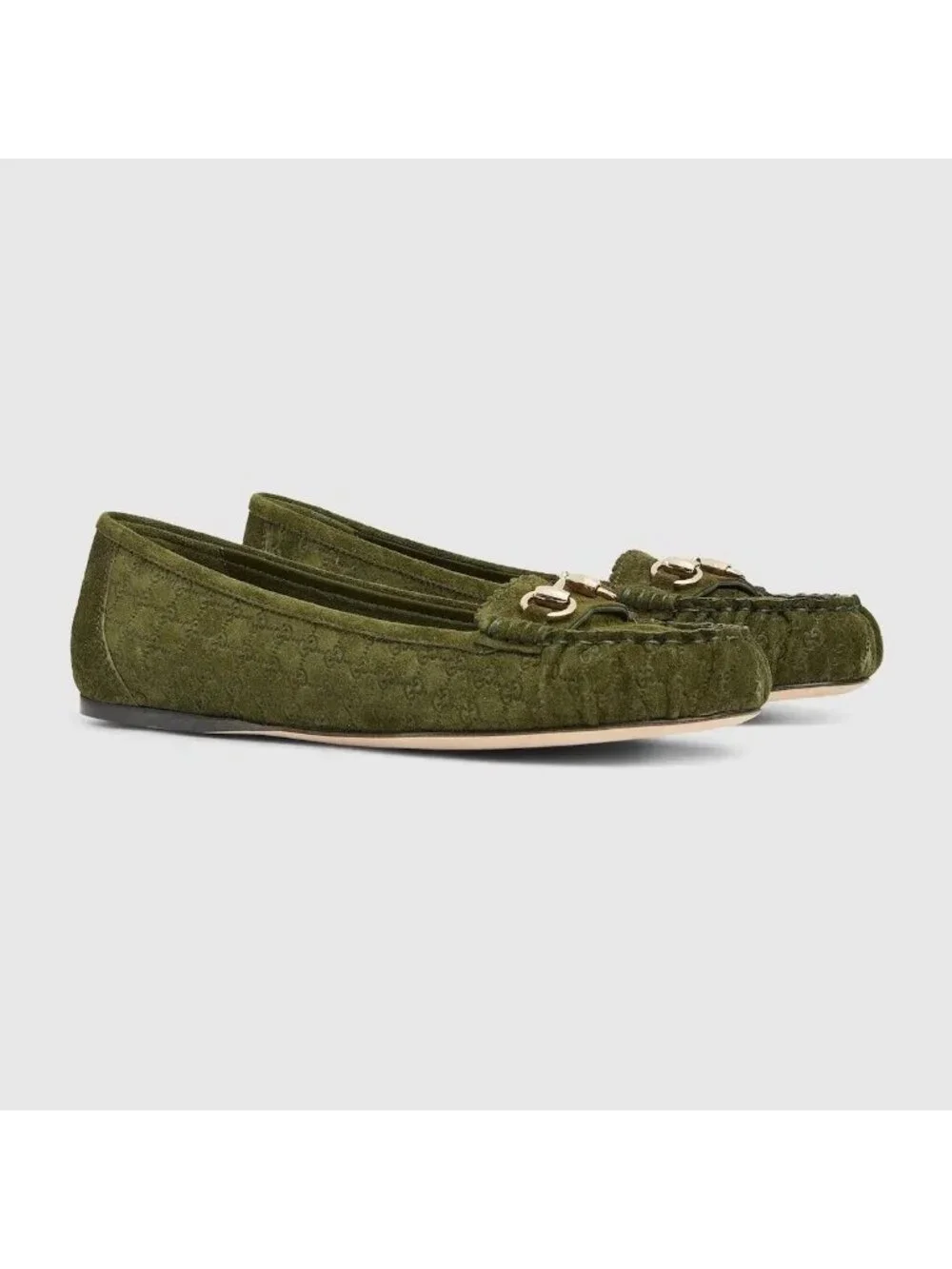 NEW GUCCI Women's GG Suede Kensington Horsebit Loafers EU 39 / US 9 Ballet Flats - Picture 2 of 10